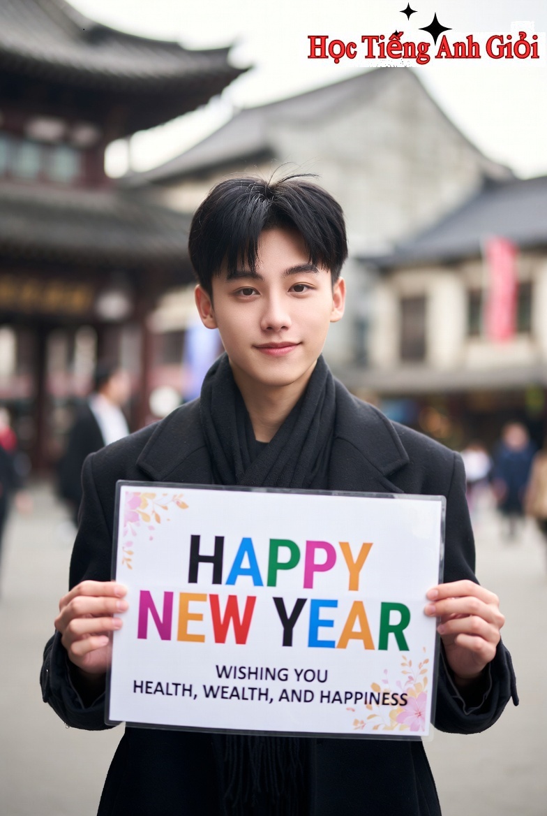 Câu chúc mừng năm mới mong cầu về sức khỏe, bình an và thịnh vượng.